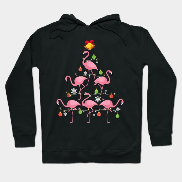 Pink Flamingo Christmas Tree Ornament Decor Hoodie by klausgaiser